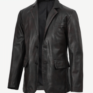mens black leather blazer for maroon distressed undertones