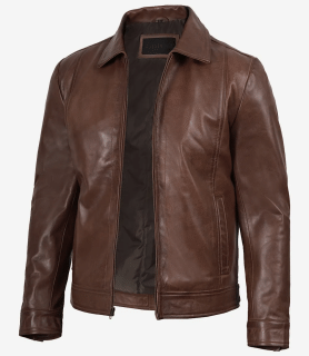 mens harrington brown real leather jacket