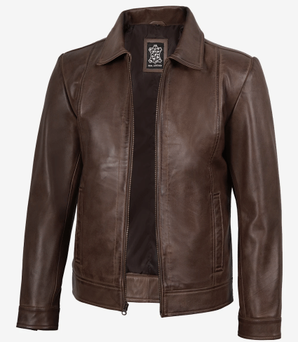 mens chocolate brown harrington vintage leather jacket