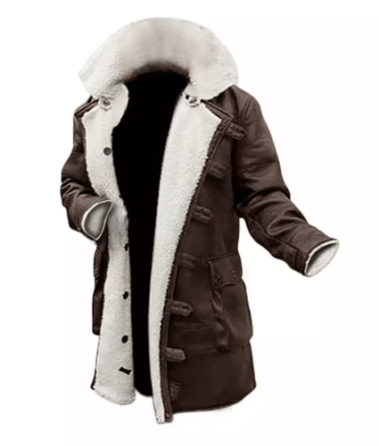 mens dark brown sherpa coat white faux fur