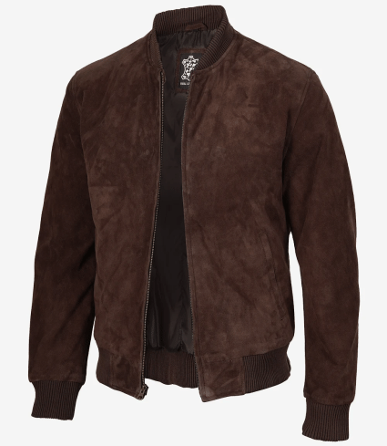 mens light brown suede bomber jacket