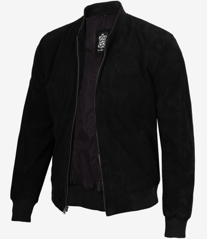 mens light brown trucker suede jacket