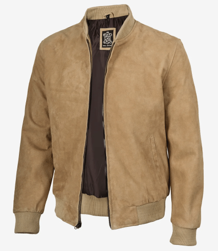 mens dark brown suede jacket cafe racer style