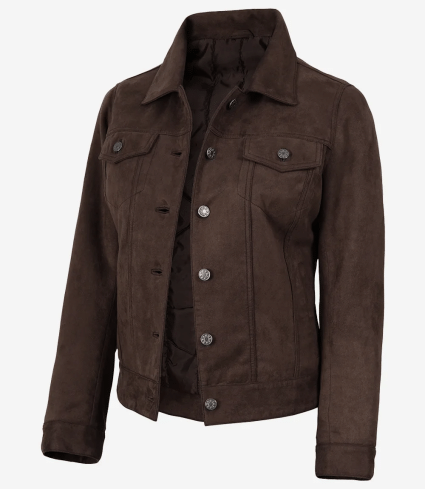 mens brown faux suede jacket bomber style