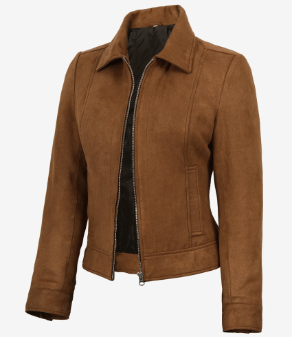 mens dark brown faux suede harrington jacket