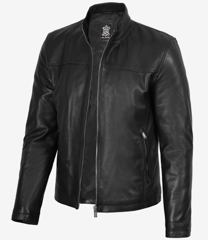 mens lucio black cafe racer lambskin leather jacket