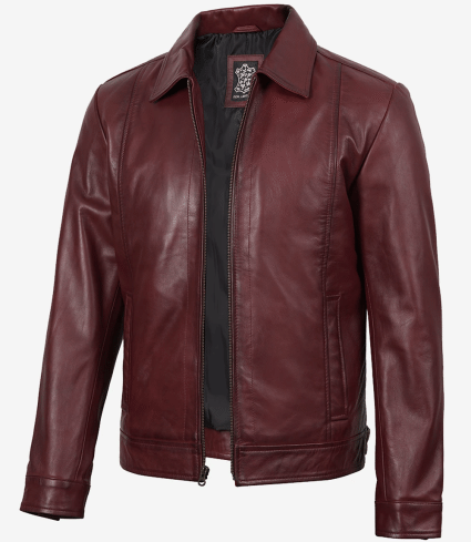 mens harrington real burgundy wax leather jacket